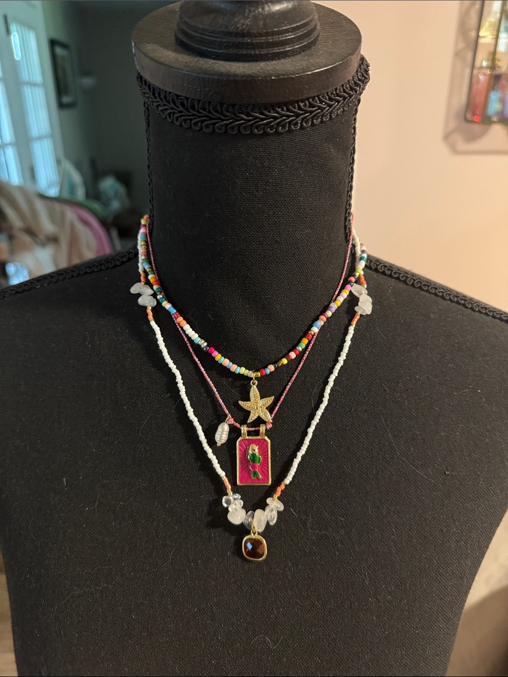 Handmade Multicolor Layered Beaded Necklace Set